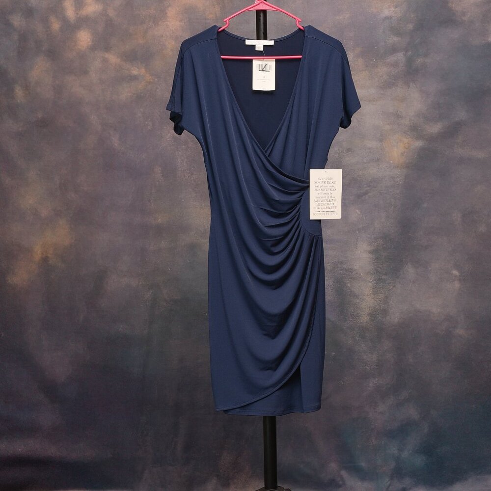 Boston Proper Navy  Faux Wrap Dress Size 8